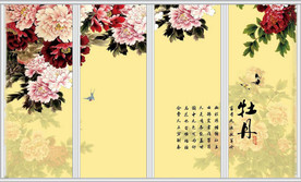 牡丹花中式移门