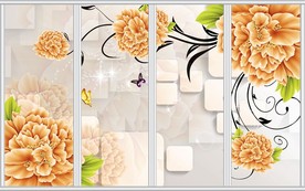 水晶之恋浪漫花朵花藤移门