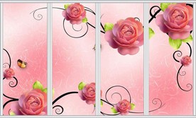 现代时尚浪漫玫瑰花移门