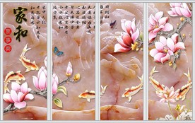 仿彩雕玉兰花移门