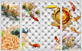 玉兰富贵九鱼图移门