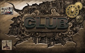 3D复古破旧金属破裂缝俱乐部