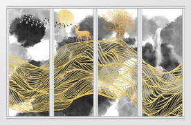 新中式抽象水墨山水移门