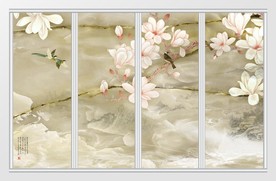 新中式水墨画仙境移门