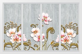 简约时尚3D桃花移门
