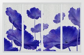 现代手绘彩色绚丽荷叶移门