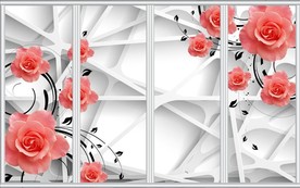 粉色玫瑰花藤移门