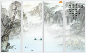 中式江南春色移门