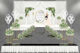 白绿色婚礼效果图设计