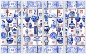 清新陶花瓷移门