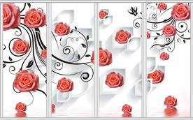 3d清新玫瑰移门