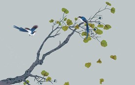 素雅花鸟中式电视背景墙