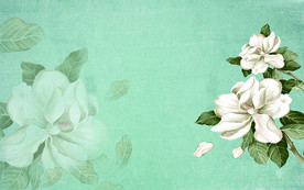 怀旧水彩花卉电视背景墙