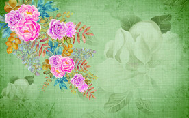 复古怀旧花卉电视背景墙