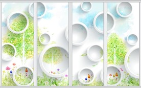 3D圆圈花卉移门