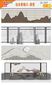 园林景观墙模型