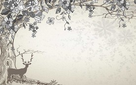 现代简约大树麋鹿背景墙
