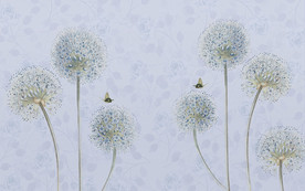 素雅玫瑰花纹蒲公英背景墙