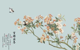 室雅兰香花鸟电视机背景墙