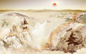 大理石山水电视机背景墙