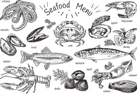 海鲜海产矢量背景墙