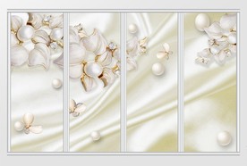 白色绸缎珠宝花枝珍珠蝴蝶移门