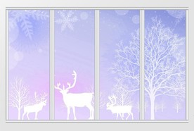 现代简约树木麋鹿移门