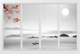 中国风水墨山水移门