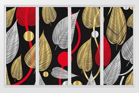 现代大气金银红色撞色叶子移门