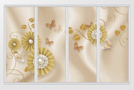 立体珍珠水晶蝴蝶缎面移门