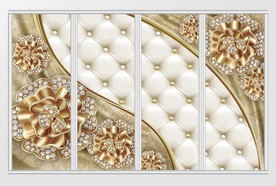 3d立体大气金色钻石花朵珠移门