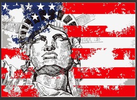 复古非主流美国国旗背景墙壁画