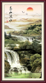 大型高山流水国画山水挂画装饰画