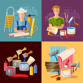 扁平化建筑装修建材插画矢量素材