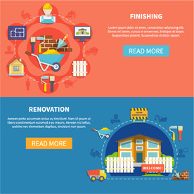 扁平化建筑装修商业插画