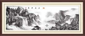 大型国画山水源远流长装饰画