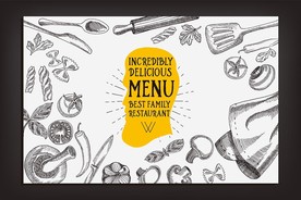 香菇蔬菜手绘美食菜单素材