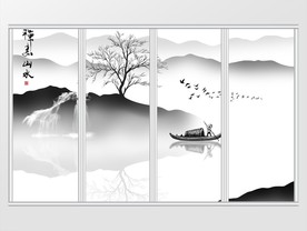 中式禅意山水移门