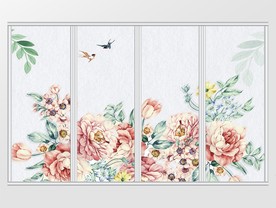 小清新水彩花卉移门