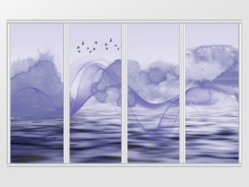 新中式水墨山水线条移门