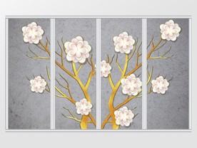 现代简约立体3D树枝雕花移门