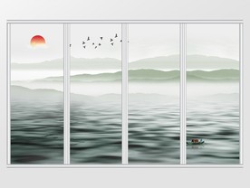 新中式水墨山水移门