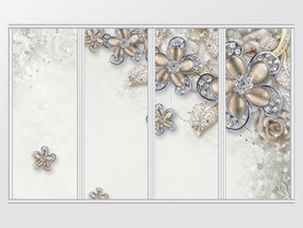 典雅立体钻石珠宝花朵移门