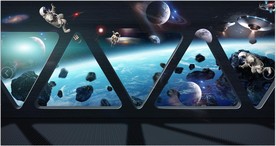 外太空飞船吊顶天顶背景墙壁画