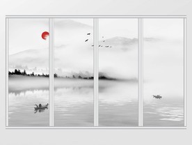 新中式水墨山水移门