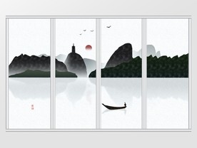 创意中国风简约中式山水移门