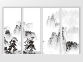 中式水墨山水移门