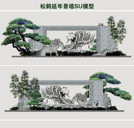 松鹤延年主题景墙