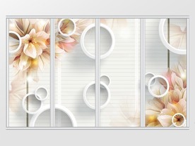 时尚3D立体圈圈花卉移门