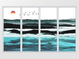 新中式水墨风景移门